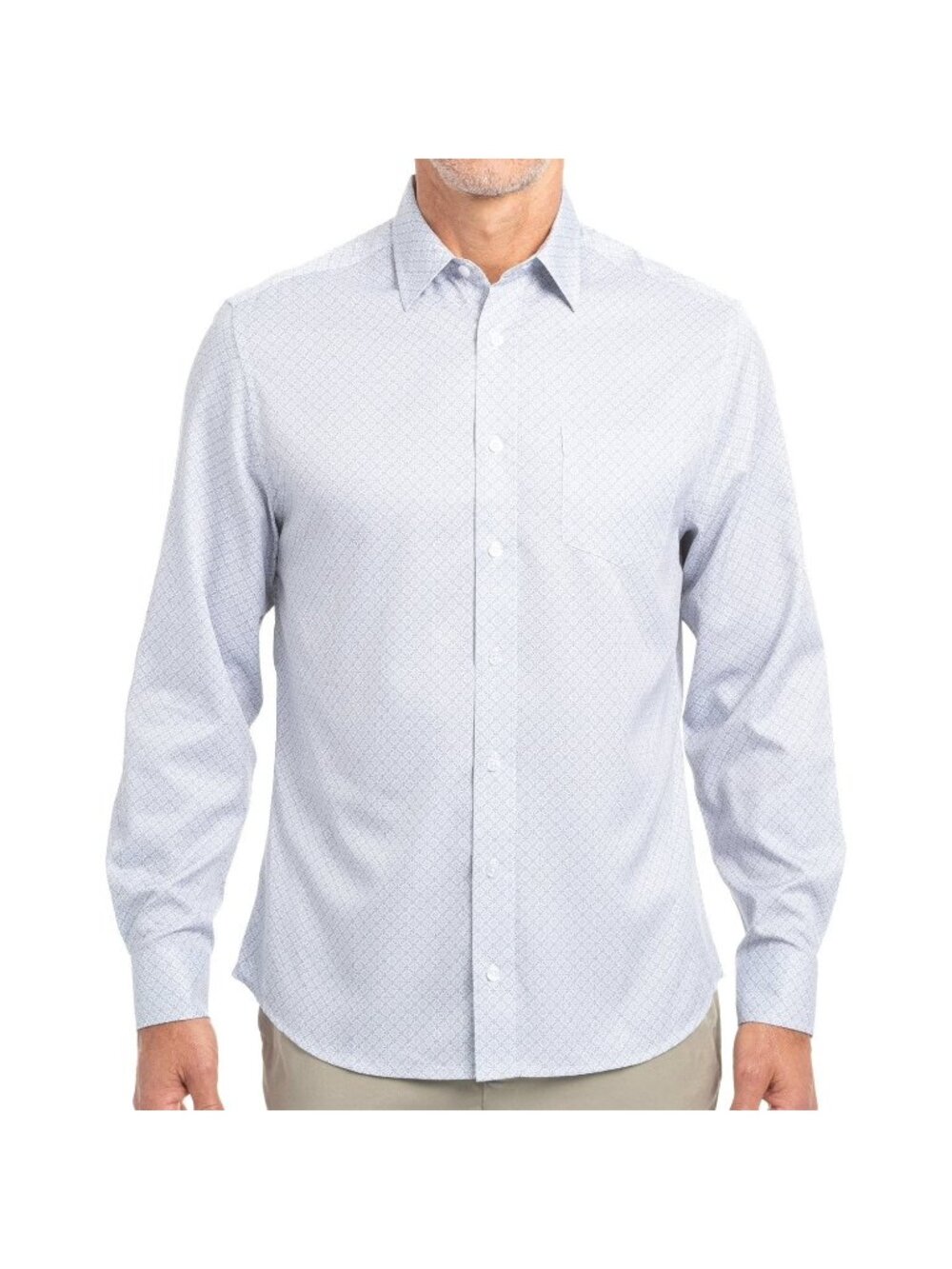 Nick Graham Men's Performance Long Sleeve Woven Sport Shirt Size Large White